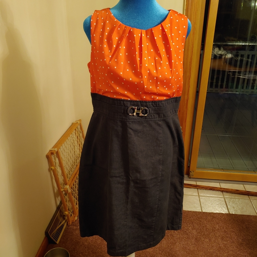 Alyx Limited Orange Polka Dot Denim Pencil Dress size 12